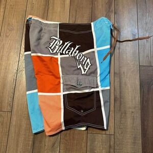Y2K Billabong Swim Trunks Board Shorts Men's‎ 38 Baggy Plaid